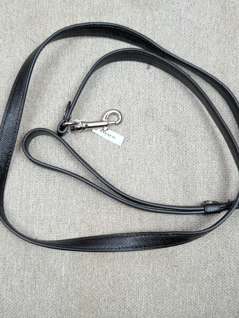 Coach Black Leather Dog Leash New Nwt